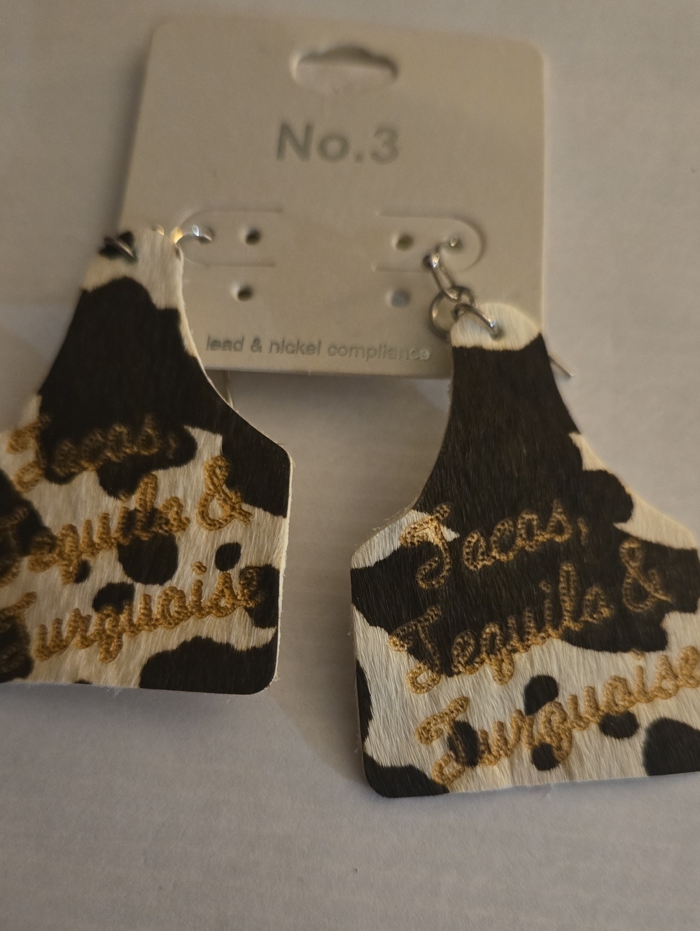 Western Black and White Cowhide Suede Statement Earrings